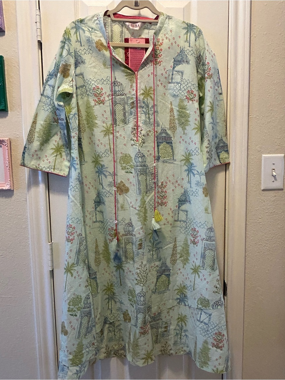 Biba Pink and Cream Printed Kurta NWT